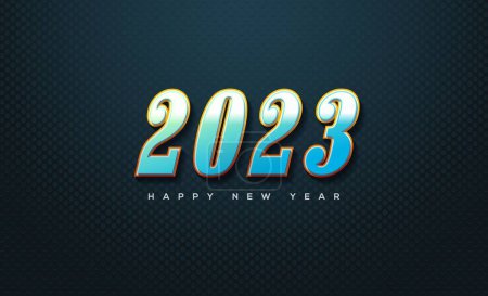 Téléchargez les photos : Heureuse année 2023 avec une couleur bleu luxe brillant - en image libre de droit