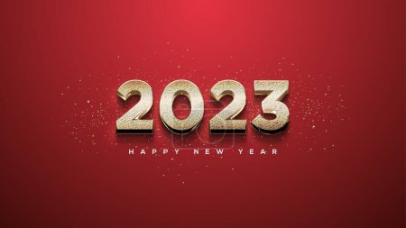 Téléchargez les photos : Happy new year 2023 with gold glitter in fancy numbers - en image libre de droit