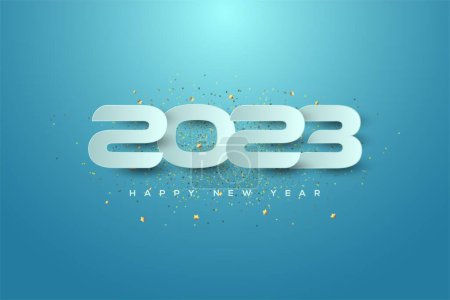 Photo for A "2023 Happy New Year" illustration isolated on the blue background - Royalty Free Image