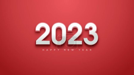 Foto de Un número 3d 2023 feliz año nuevo sobre fondo rojo - Imagen libre de derechos