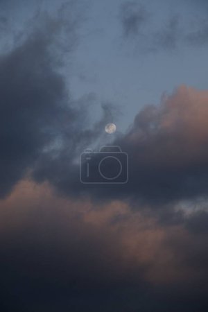 Téléchargez les photos : Un ciel nuageux gris spectaculaire au coucher du soleil, plan vertical - en image libre de droit