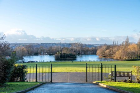Photo for The view towards the boating lake at Saltwell Park - a public park in Gateshead, UK. - Royalty Free Image