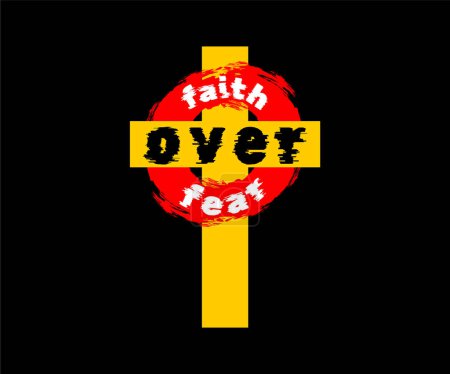 Téléchargez les illustrations : Typographie vectorielle de "Faith over Fear" sur fond noir. Citation motivationnelle - en licence libre de droit