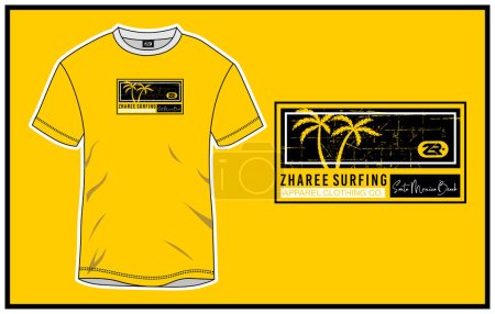 Ilustración de Un diseño vectorial de una camisa amarilla con un espacio de logotipo editable de temática tropical en la parte delantera - Imagen libre de derechos