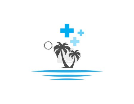 Ilustración de Ilustración digital de un diseño de logotipo de la marca de palmeras médicas creativas para empresas - Imagen libre de derechos