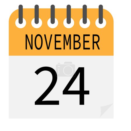 Illustration for An illustrated design of a calendar with a date of November 24 as thanksgiving day icon - Royalty Free Image