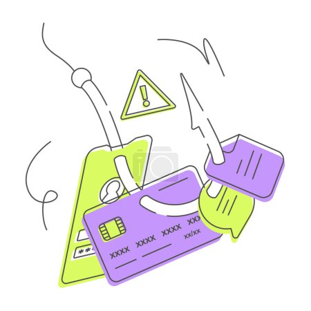 Ilustración de Una ilustración vectorial de phishing y ataque cibernético sobre el fondo blanco - Imagen libre de derechos
