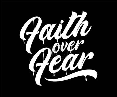 Téléchargez les illustrations : Typographie vectorielle de "Faith over Fear" sur fond noir. Citation motivationnelle - en licence libre de droit