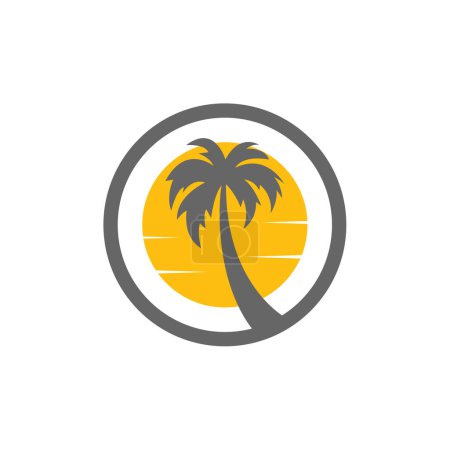 Téléchargez les illustrations : Illustration numérique d'un logo créatif de marque de palmier rond pour les entreprises - en licence libre de droit