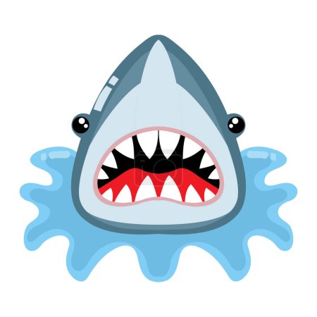 Téléchargez les illustrations : Un requin à bouche ouverte sur fond blanc - en licence libre de droit
