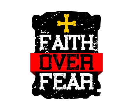 Ilustración de Una tipografía vectorial de "Faith over Fear" sobre un fondo blanco. Cita motivacional - Imagen libre de derechos