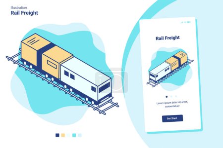 Illustration for A vector illustration for rail freight with a mobile image version - Royalty Free Image