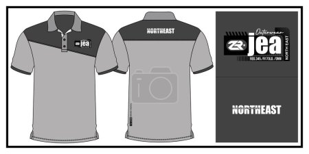 Illustration for Jea northeast t-shirt mockup template design for sportswear - Royalty Free Image