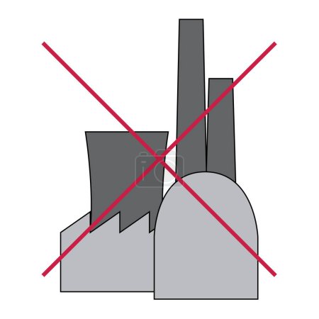 Téléchargez les illustrations : Un vecteur de croix rouge sur les symboles de l'installation industrielle concept de pollution - en licence libre de droit