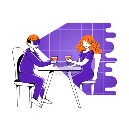 Ilustración de Una ilustración vectorial de una pareja que data en el café - Imagen libre de derechos