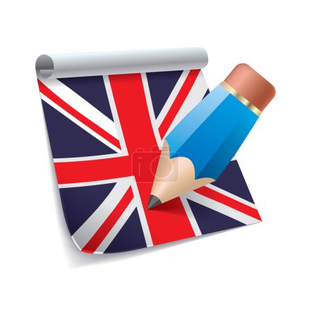 Téléchargez les illustrations : Un vecteur de crayon sur dessin drapeau britannique - en licence libre de droit