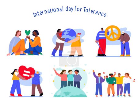 Illustration for A vector illustration of a pack of icons for International Day for Tolerance - Royalty Free Image