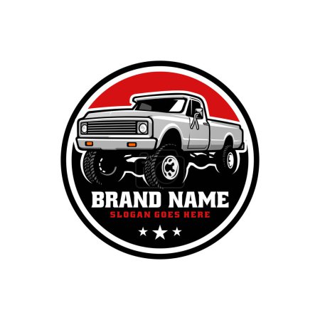 Illustration for A vintage pickup truck logo isolated on a white background. - Royalty Free Image