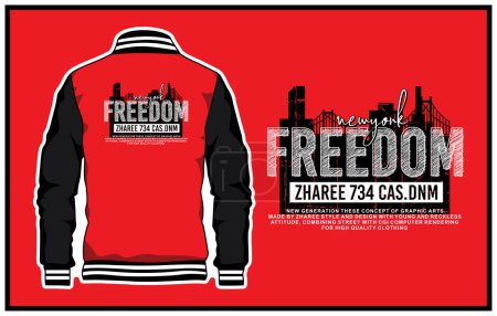 Illustration for A vector design of a varsity jacket in red and black colors with an editable print on the back - Royalty Free Image