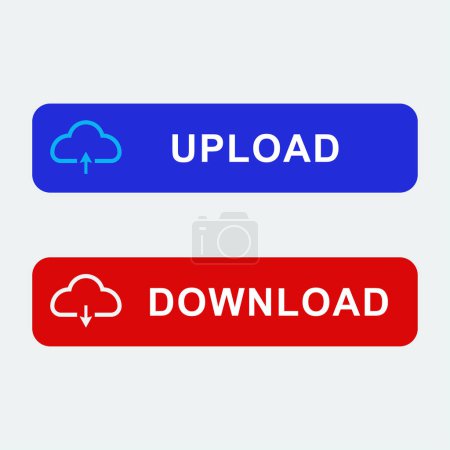 Illustration for A pack of download and upload button icons on the white background - Royalty Free Image