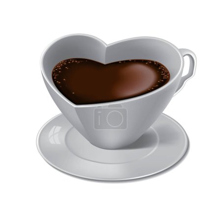 Ilustración de Un vector de café en forma de corazón taza - Imagen libre de derechos