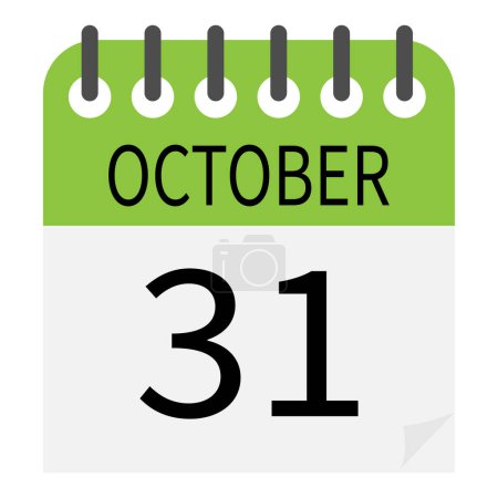 Illustration for An illustrated design of a calendar with a date of October 31 as Halloween day icon - Royalty Free Image
