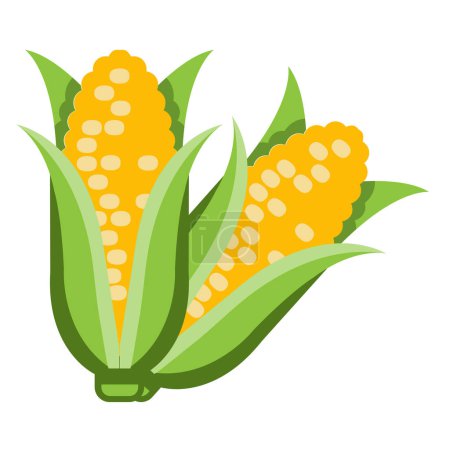 Téléchargez les illustrations : Un vecteur de maïs isolé en fond blanc - en licence libre de droit