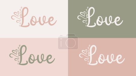 Téléchargez les illustrations : Un ensemble de modèles de cartes d'amour pour la Saint-Valentin en couleurs rose et gris - en licence libre de droit