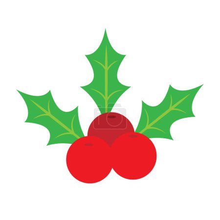 Illustration for A cartoon design of a Christmas holly plant berries isolated on white background - Royalty Free Image
