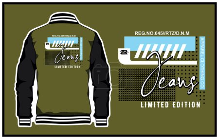 Illustration for A casual denim jacket art design with editable text - Royalty Free Image