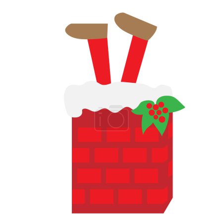 Téléchargez les illustrations : Un beau design du Père Noël dans une cheminée le concept de Noël - en licence libre de droit