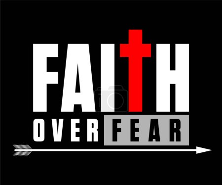 Illustration for A vector typography of "Faith over Fear' on a black background. Motivational quote - Royalty Free Image