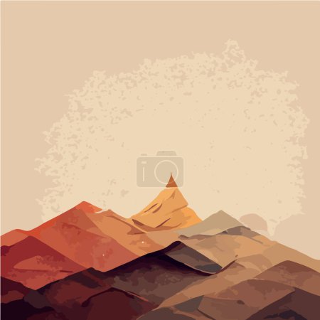 Téléchargez les illustrations : Un paysage désertique avec montagnes, collines et dunes. - en licence libre de droit