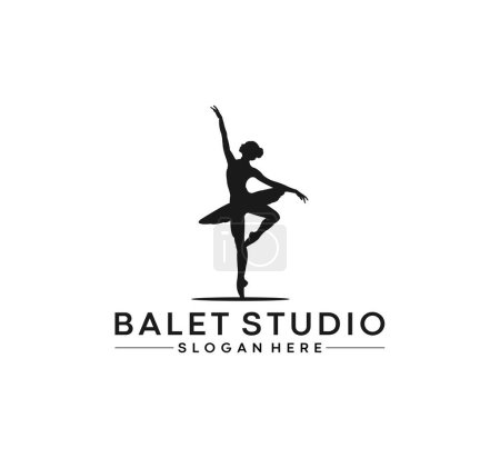 Illustration for A silhouette of a ballerina icon on a white background, cool for logo - Royalty Free Image