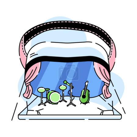 Illustration for A vector illustration of concert through VR on the white background - Royalty Free Image