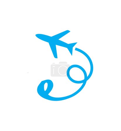 Ilustración de Un hermoso diseño de icono de avión en color azul aislado sobre fondo blanco-concepto de viaje - Imagen libre de derechos