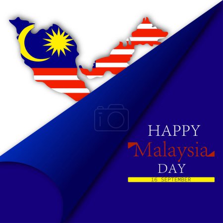 Illustration for A simple minimalist background design with happy Malaysia day - Royalty Free Image
