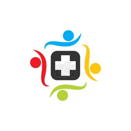 Téléchargez les illustrations : Illustration numérique d'un logo de marque de l'équipe médicale humaine colorée créative pour les entreprises - en licence libre de droit