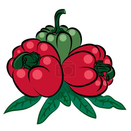 Illustration for The red and green bell peppers isolated on the white background. - Royalty Free Image
