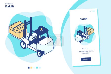 Illustration for A vector illustration for a forklift with a mobile image version - Royalty Free Image