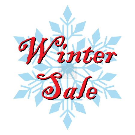 Ilustración de Un texto de venta de invierno con copos de nieve, Vector Illustration, sobre fondo blanco - Imagen libre de derechos