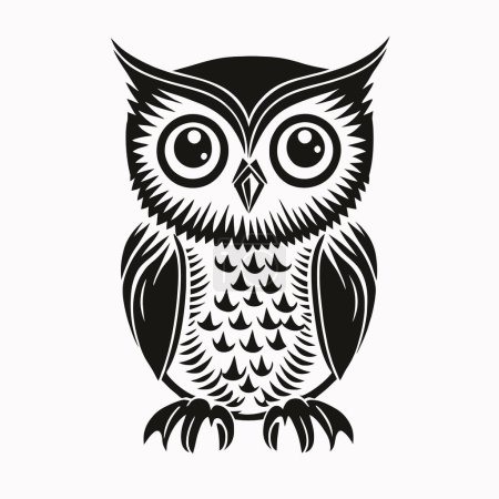 Illustration for A view of an Owl bird made of detailed line art isolated on a white background - Royalty Free Image
