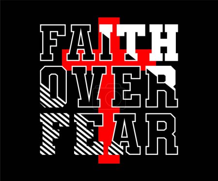 Ilustración de Una tipografía vectorial de "Faith over Fear" sobre un fondo negro. Cita motivacional - Imagen libre de derechos
