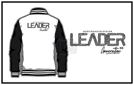 Illustration for A vector design of a varsity jacket in white and black colors with an editable print on the back - Royalty Free Image