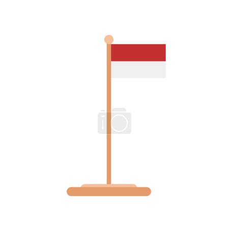 Téléchargez les illustrations : Un drapeau de Pologne rouge et blanc sur le pilier avec un fond blanc - en licence libre de droit