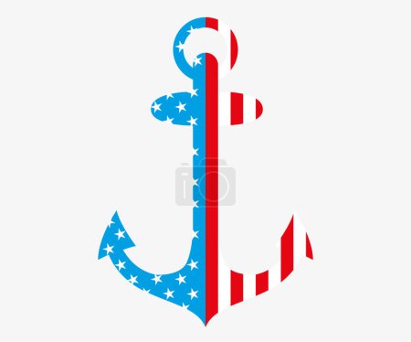 Illustration for A digital illustration of an anchor with American stars and stripes - Royalty Free Image