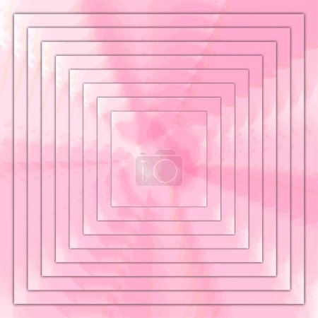 Téléchargez les illustrations : Un dessin vectoriel d'une carte postale aquarelle rose avec espace pour le texte - en licence libre de droit