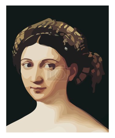 Illustration for A Vector portrait la Fornarina by Raphael Sanzio - Royalty Free Image