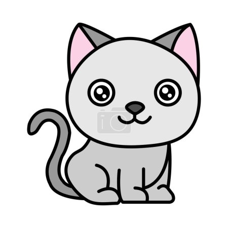 Téléchargez les illustrations : Illustration vectorielle modifiable d'un chat mignon sur fond blanc - en licence libre de droit