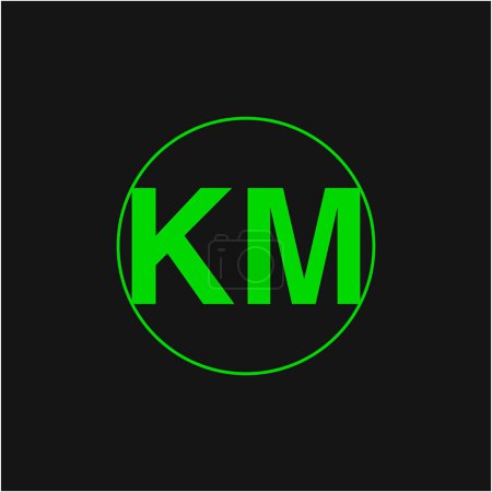 Ilustración de Un vector del nombre de la empresa KM letras iniciales monograma - Imagen libre de derechos
